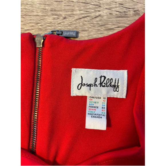 Joseph Ribkoff 3/4 Sleeve V Neck Full Zip Back Shift Dress Women's Size 10 Red - Picture 3 of 7